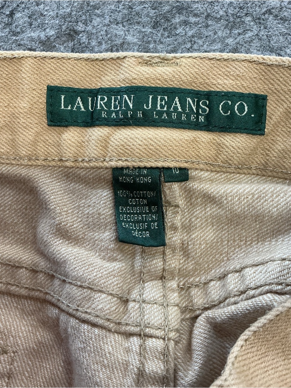 Ralph Lauren Tan Flare Jeans with Brown Floral Details Size 10 - Picture 2 of 4